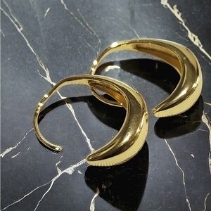 Gold Crescent Hoop Earrings